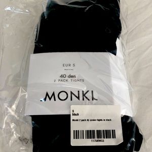 NWT- Monki 40 den black tights- 2 Pack. Ships in unopened bag (as pictured).